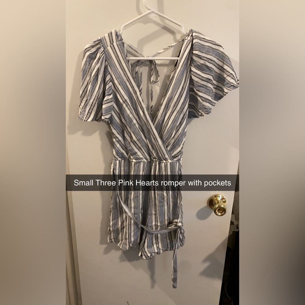 Blue and white small romper